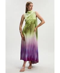 Karen Millen Women's Ombre Satin Cape Midi Dress