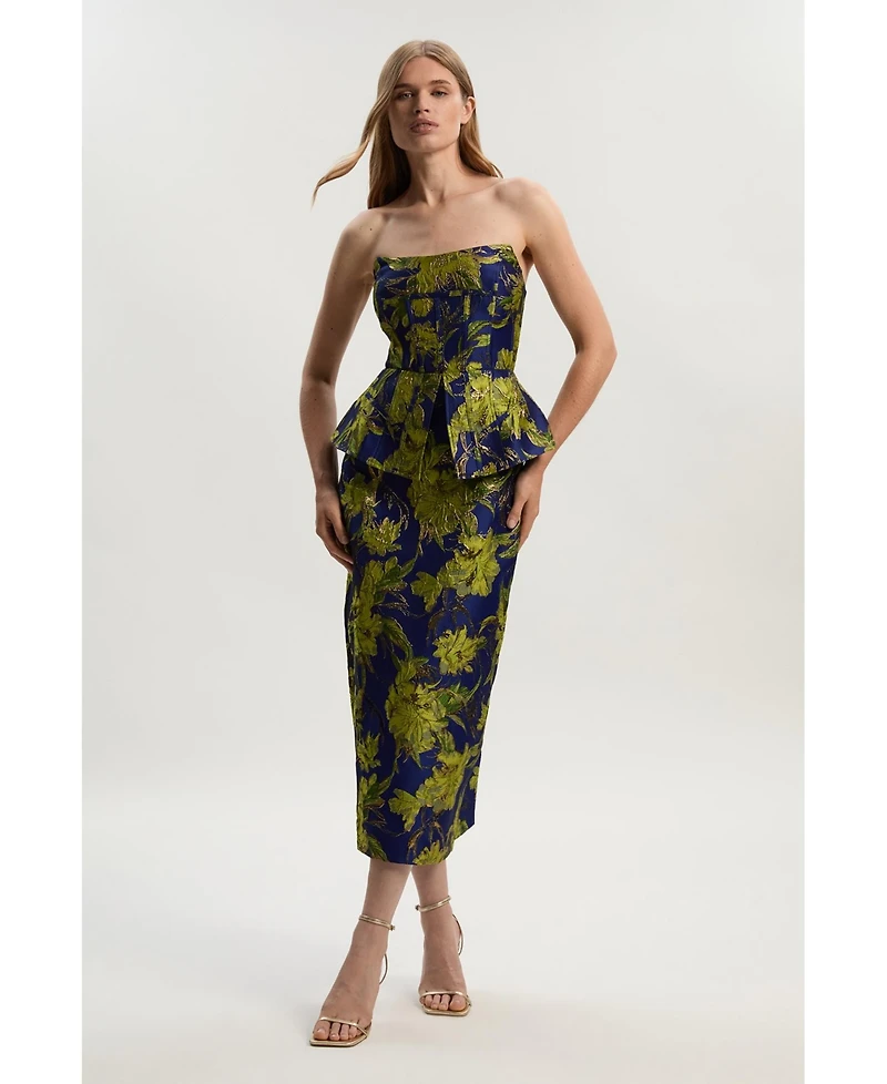 Karen Millen Petite Floral Jacquard Midi Pencil Dress