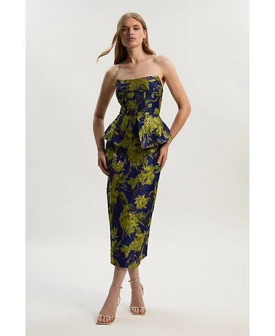 Karen Millen Petite Floral Jacquard Midi Pencil Dress