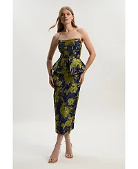 Karen Millen Petite Floral Jacquard Midi Pencil Dress