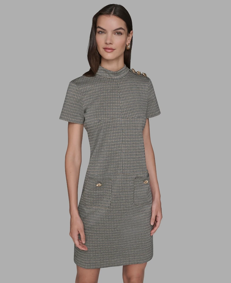Karl Lagerfeld Paris Women's Houndstooth Pocket Dress
