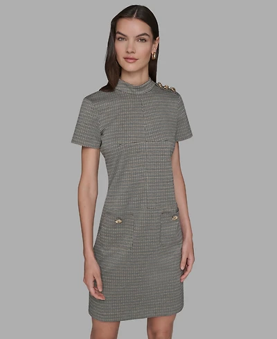 Karl Lagerfeld Paris Women's Houndstooth Pocket Dress