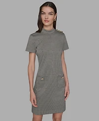 Karl Lagerfeld Paris Women's Houndstooth Pocket Dress