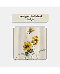 Kate Aurora 3 Piece Light Beige Country Farmhouse Sunflowers Kitchen Curtain Tier And Valance Set - 58 in. W x 24 in. L