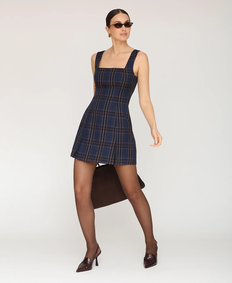 Avec Les Filles Women's Sleeveless Plaid Mini Dress