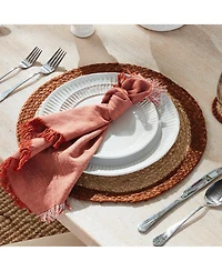Napa Home & Garden Jute Coil Round Placemats, Set of 8 - Natural/Rust