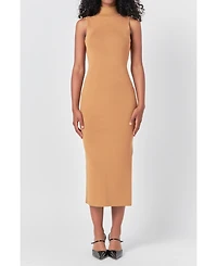 endless rose Women's Lurex High Neck Midi Dress