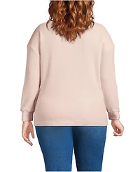 Lands' End Plus Long Sleeve Waffle Shawl Collar Henley