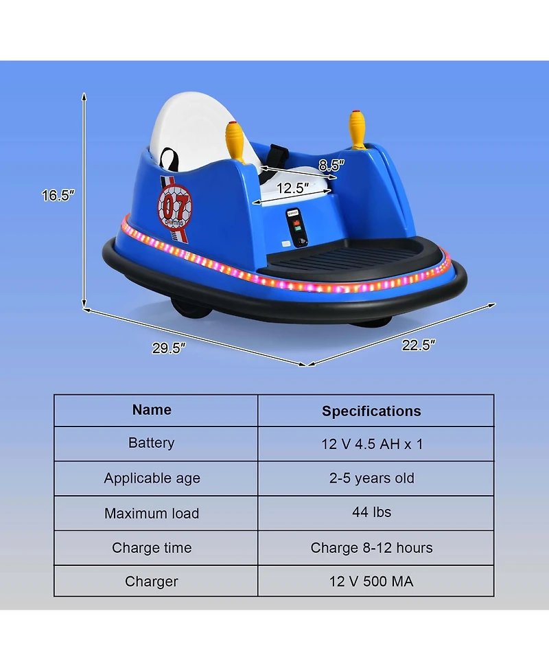 Costway 12V Vehicle 360° Spin Race Toy Kids Ride On Bumper Car with Remote Control