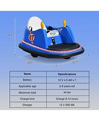 Costway 12V Vehicle 360° Spin Race Toy Kids Ride On Bumper Car with Remote Control
