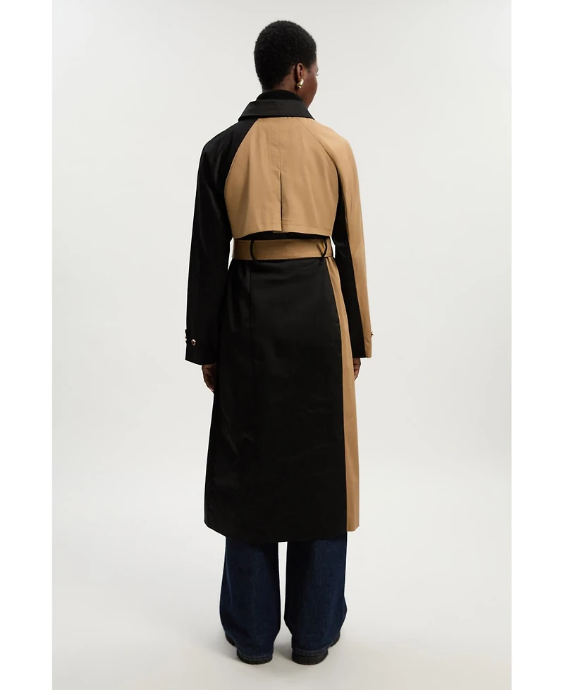 Karen Millen Women's Color Block Belted Tailored Trench Coat