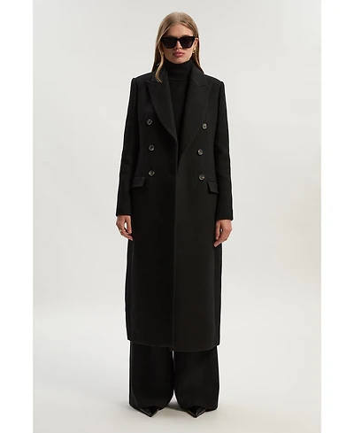 Karen Millen Women's Wool Double Breasted Tailored Midi Coat