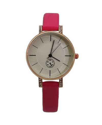 Olivia Pratt Hot Pink Faux Leather Small Face Chronograph Women Watch