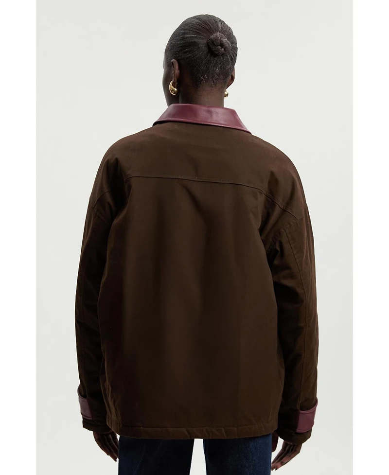 Karen Millen Quilted Contrast Collar Barn Jacket