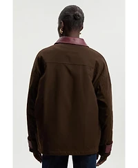 Karen Millen Quilted Contrast Collar Barn Jacket