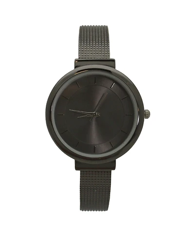 Olivia Pratt Gunmetal Shiny Face Textured Bangle Watch