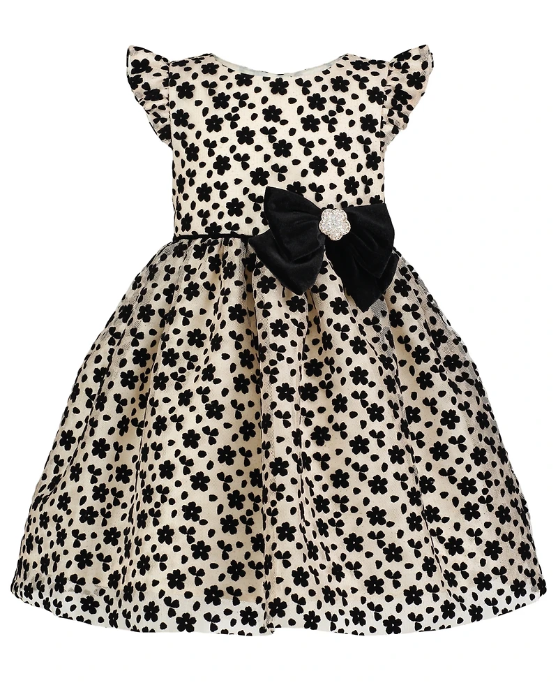 Blueberi Boulevard Baby Girls Round Neck Flocking Dress