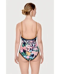 Jessie Zhao New York Women's Blush Jungle Reversible V-Neck One-Piece Swimsuit