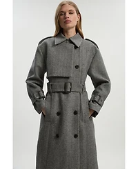 Karen Millen Women's Herringbone Tailored Maxi Coat