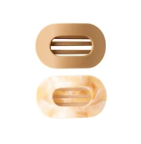 Headbands of Hope Large Oval Claw Clip Set – Golden Matte + Ivory Marble