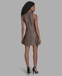 Bcbg Women's Sleeveless Fit and Flare Collared Neck Dress