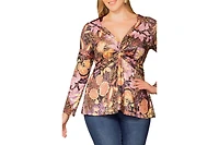 Kiyonna Women's Plus Abigail Long Sleeve Twist Top