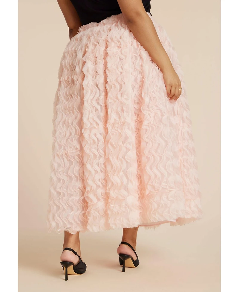 Eloquii Women's Textured Ruffle Maxi Full Skirt