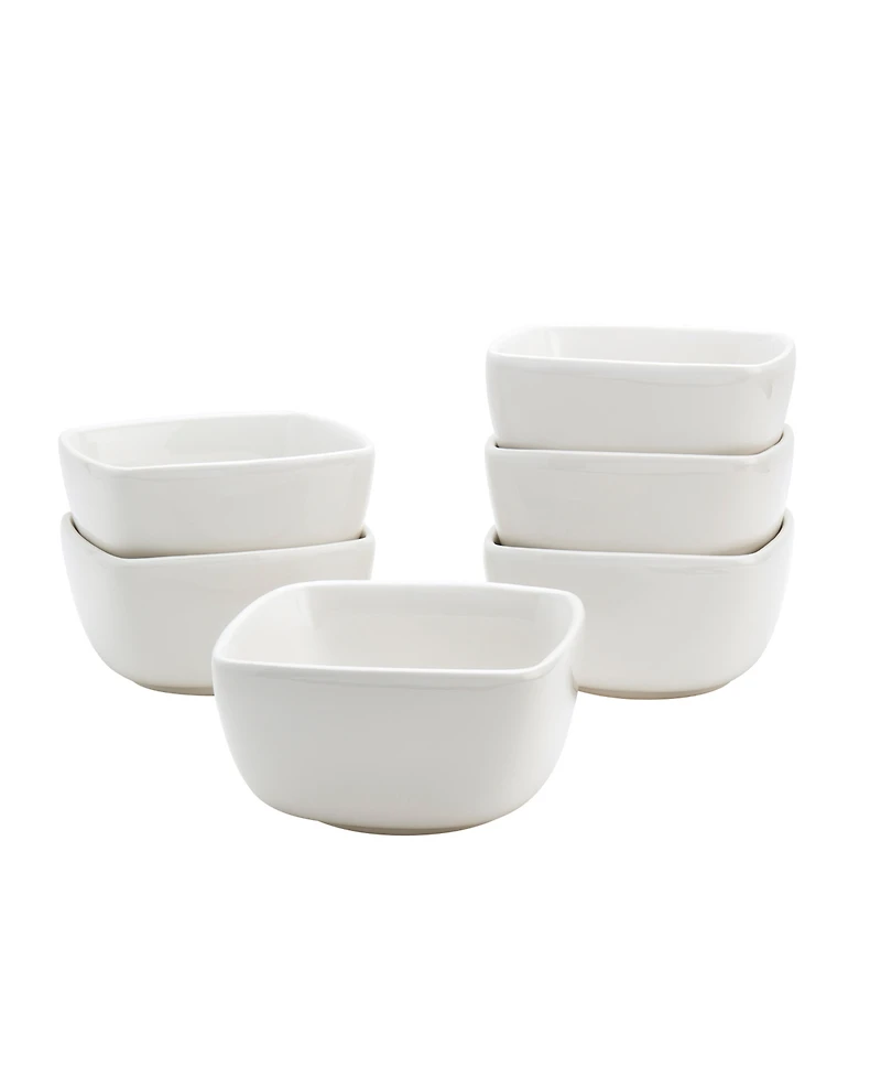 Tabletops Gallery Classic Square Cereal Bowls, Set of 6, Service For 6
