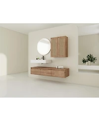 Streamdale 60" Wall-Mount Vanity, Resin Sink, 2 Cabinets, 3 Soft-Close Drawers