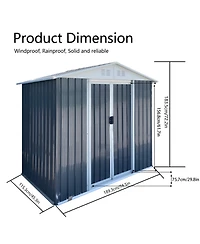 Streamdale Outdoor Storage Sheds 6FTx4FT Apex Roof Grey With Base Frame Garden Shed