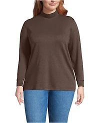 Lands' End Plus Relaxed Cotton Long Sleeve Mock Turtleneck