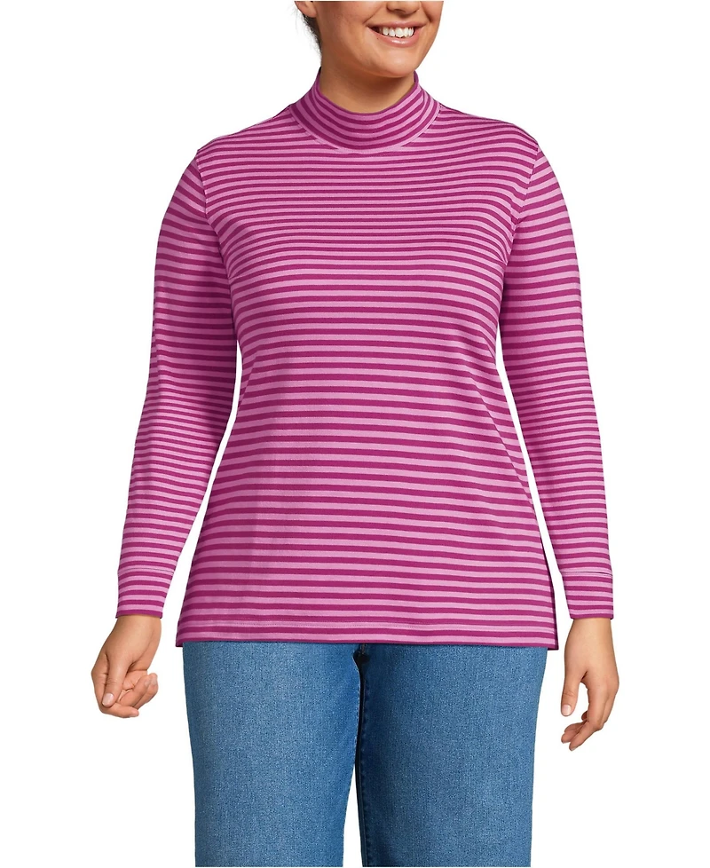Lands' End Plus Relaxed Cotton Long Sleeve Mock Turtleneck