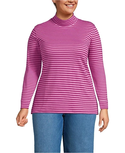 Lands' End Plus Relaxed Cotton Long Sleeve Mock Turtleneck