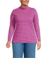 Lands' End Plus Relaxed Cotton Long Sleeve Mock Turtleneck