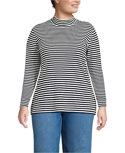 Lands' End Plus Relaxed Cotton Long Sleeve Mock Turtleneck