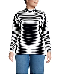 Lands' End Plus Relaxed Cotton Long Sleeve Mock Turtleneck