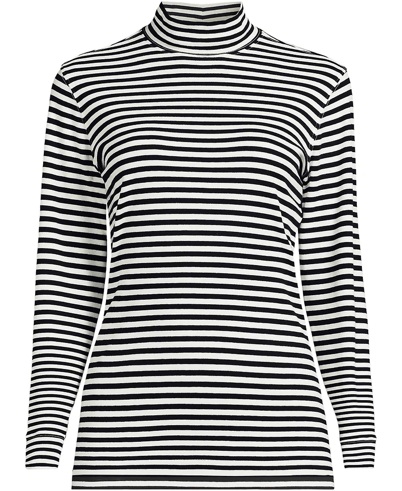 Lands' End Plus Relaxed Cotton Long Sleeve Mock Turtleneck