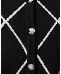 Cable & Gauge Women's Argyle Crewneck Cardigan