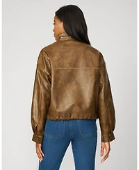 Cable & Gauge Women's Unstructured Faux Leather Bomber