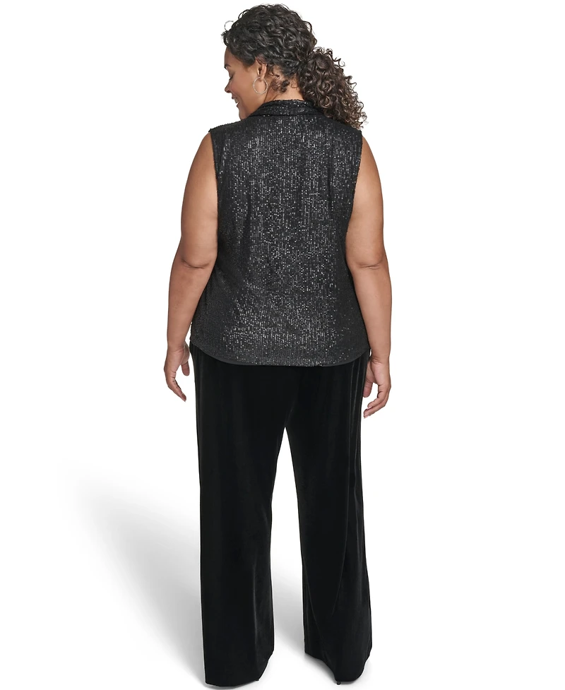 Calvin Klein Plus Sequined V-Neck Top