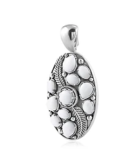 American West Jewelry Sterling Silver White Agate Oval Leaf Pendant Enhancer