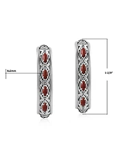 American West Jewelry Sterling Silver Red Jasper Patterned J-Hoop 1 Inch Earrings
