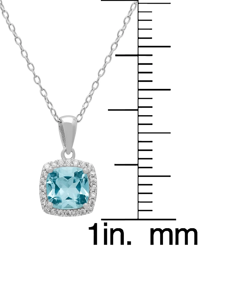 Macy's 2-Pc. Blue Topaz (4-1/2 ct. t.w.) and White (0.64 Pendant Necklace & Matching Earrings Set Sterling Silver