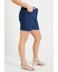 June + Vie Plus Raw Hem Fit Denim Shorts