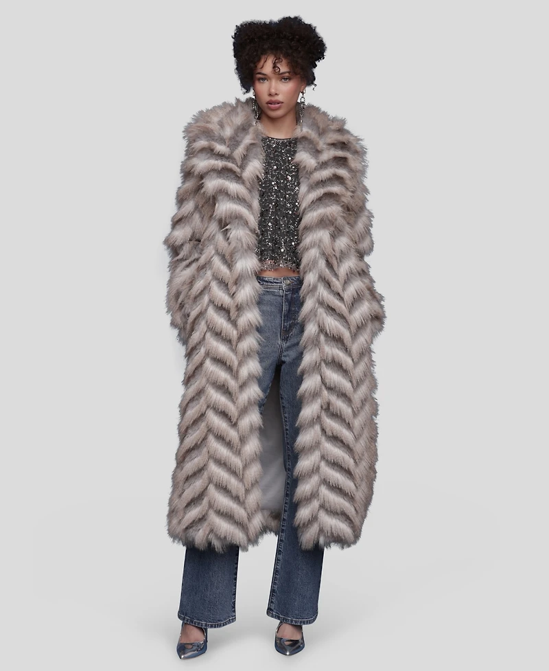 Avec Les Filles Women's Chevron Hook and Eye Coat