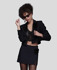 Avec Les Filles Women's Lapel Cropped Blazer