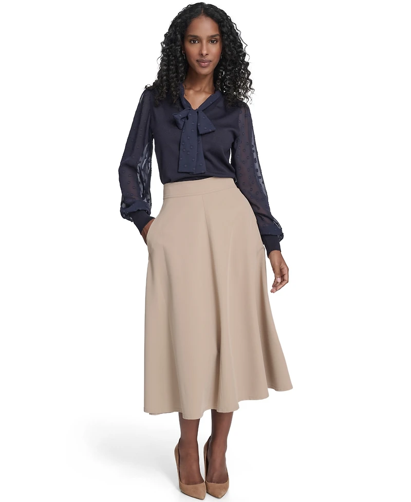 Tommy Hilfiger Women's Mixed Media Floral Clip Long Sleeve Sweater