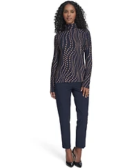 Tommy Hilfiger Women's Long Sleeve Cascade Dot Turtleneck Top