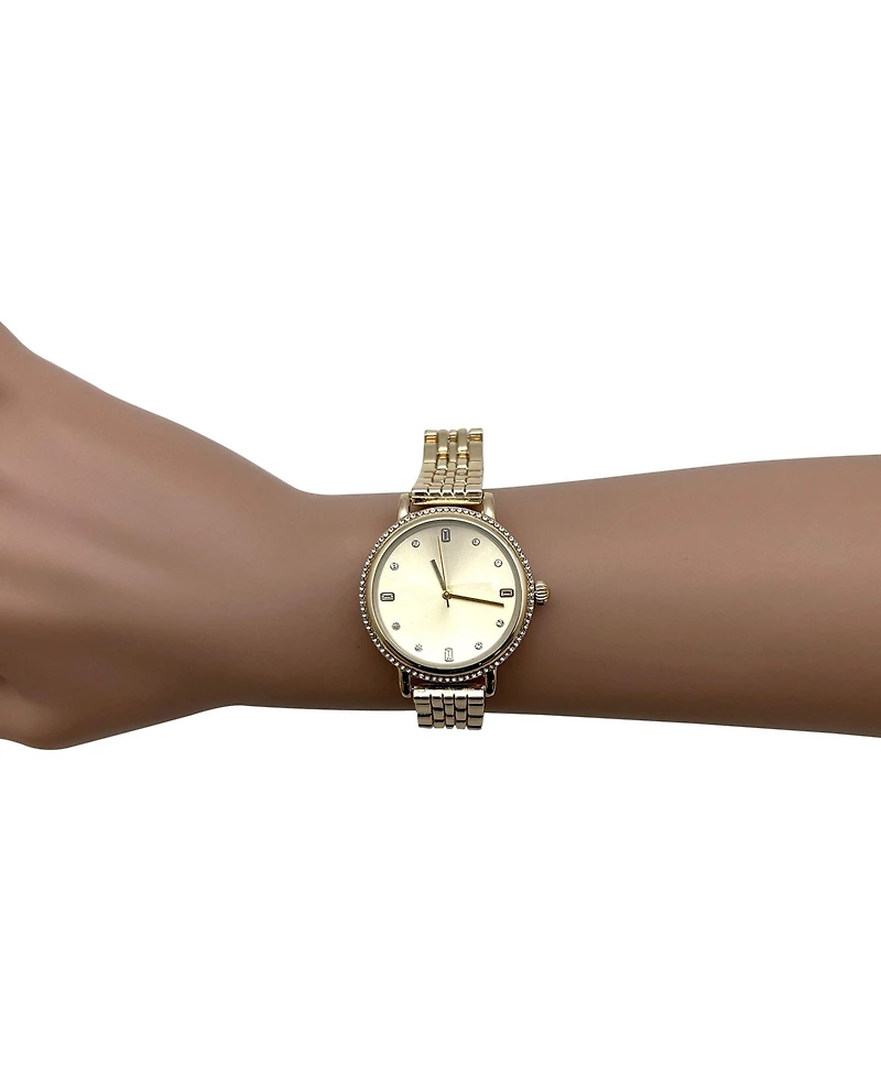 Gold Elegant Everyday Rhinestones Bezel Women Watch