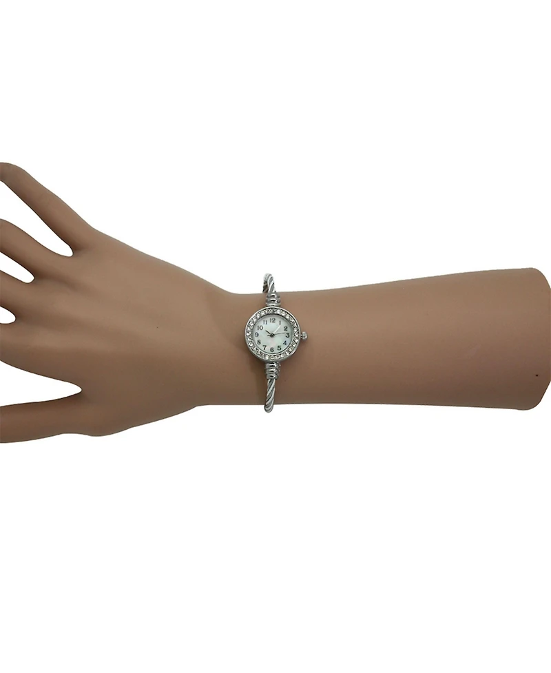 Olivia Pratt Silver Petite Twisted Bangle Bracelet Watch